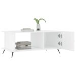 Table basse Blanc brillant 90x50x40 cm Bois d'ingénierie – Image 2