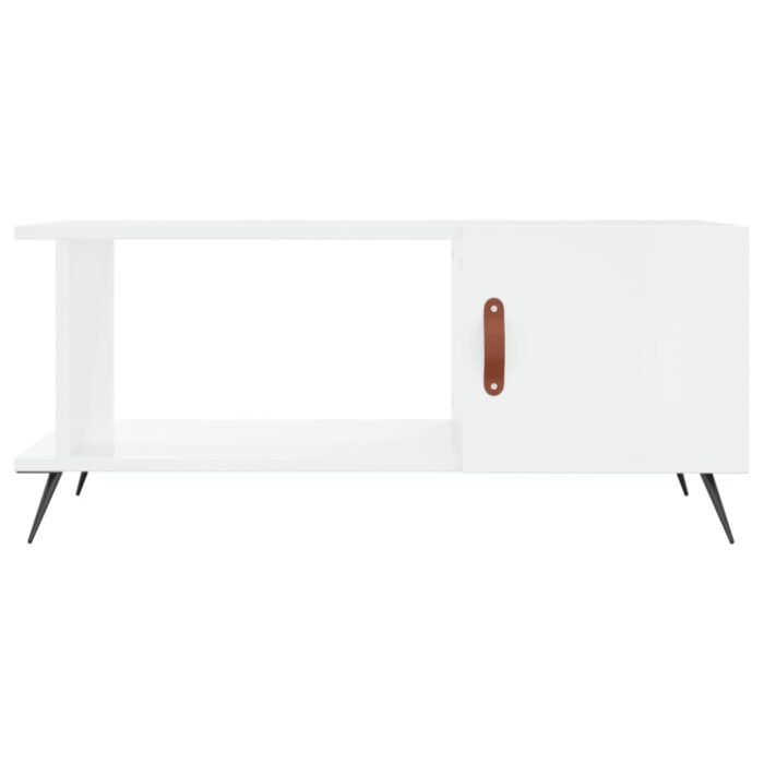 Table basse Blanc brillant 90x50x40 cm Bois d'ingénierie – Image 3