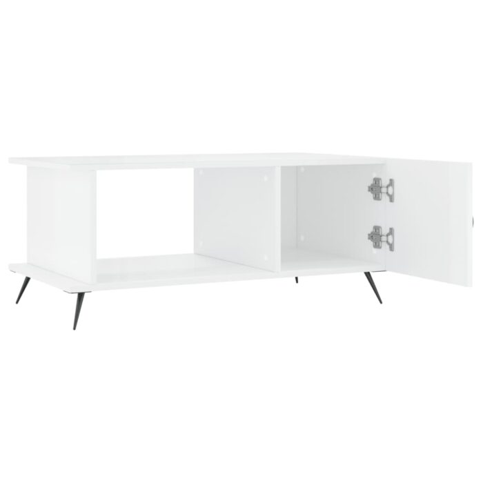 Table basse Blanc brillant 90x50x40 cm Bois d'ingénierie – Image 5