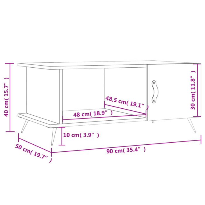 Table basse Blanc brillant 90x50x40 cm Bois d'ingénierie – Image 8