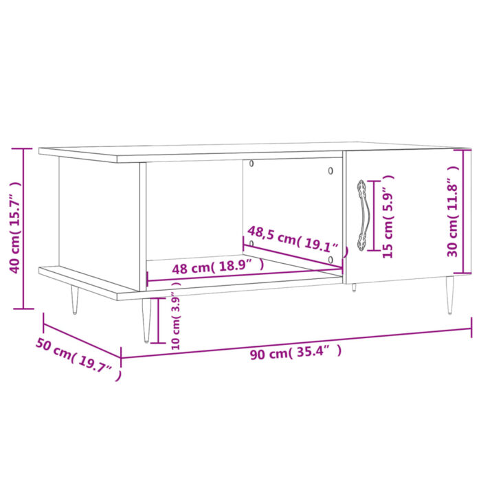 Table basse noir 90x50x40 cm bois d'ingénierie – Image 11
