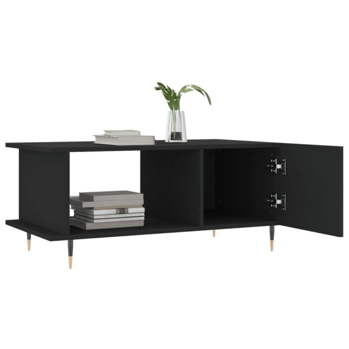 Table basse noir 90x50x40 cm bois d'ingénierie – Image 2