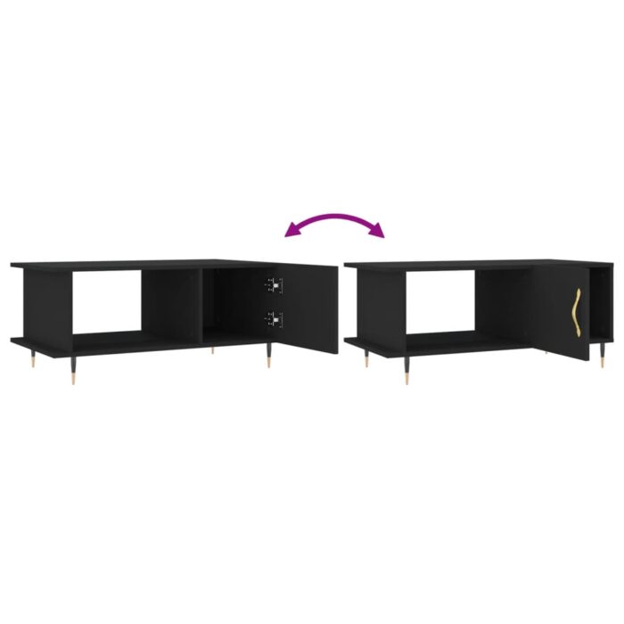 Table basse noir 90x50x40 cm bois d'ingénierie – Image 7