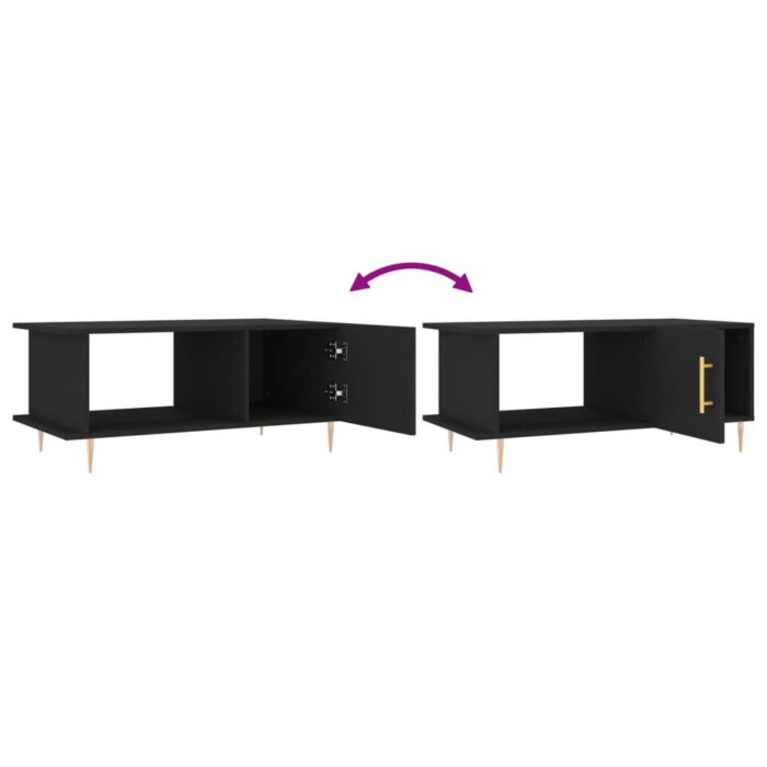 Table basse noir 90x50x40 cm bois d'ingénierie – Image 7