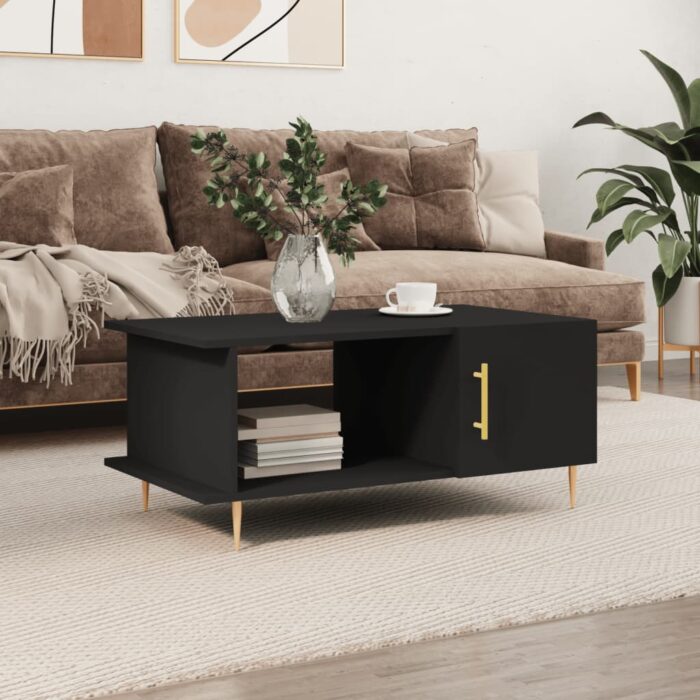 Table basse noir 90x50x40 cm bois d'ingénierie – Image 1