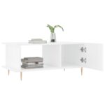 Table basse Blanc brillant 90x50x40 cm Bois d'ingénierie – Image 2