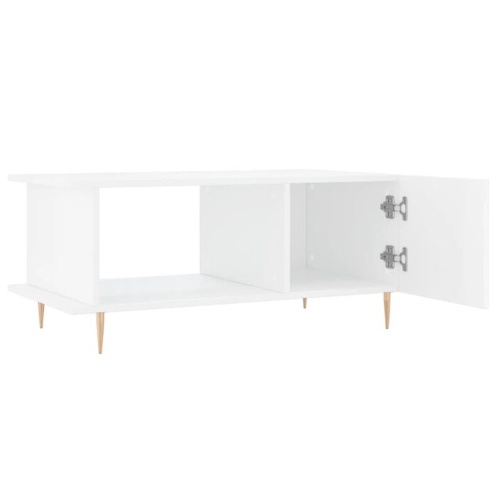 Table basse Blanc brillant 90x50x40 cm Bois d'ingénierie – Image 4
