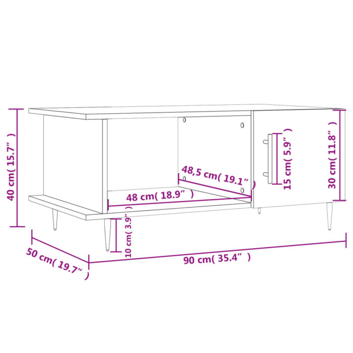 Table basse gris béton 90x50x40 cm bois d'ingénierie – Image 11