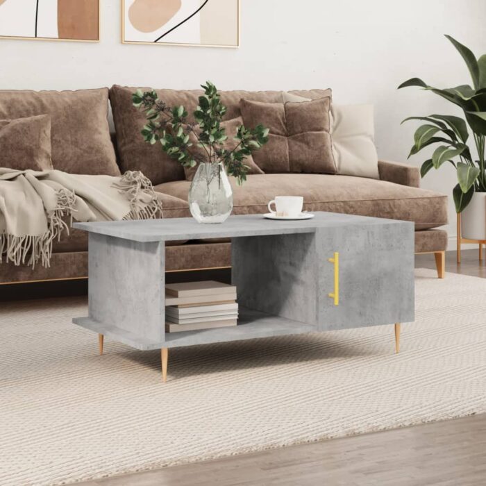 Table basse gris béton 90x50x40 cm bois d'ingénierie – Image 1