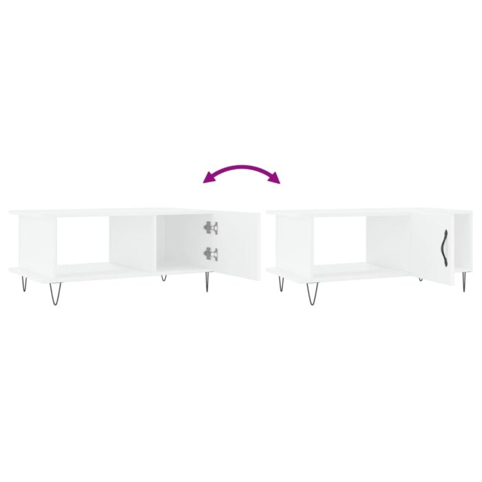Table basse blanc 90x50x40 cm bois d'ingénierie – Image 7