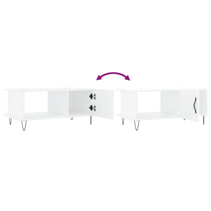 Table basse Blanc brillant 90x50x40 cm Bois d'ingénierie – Image 7