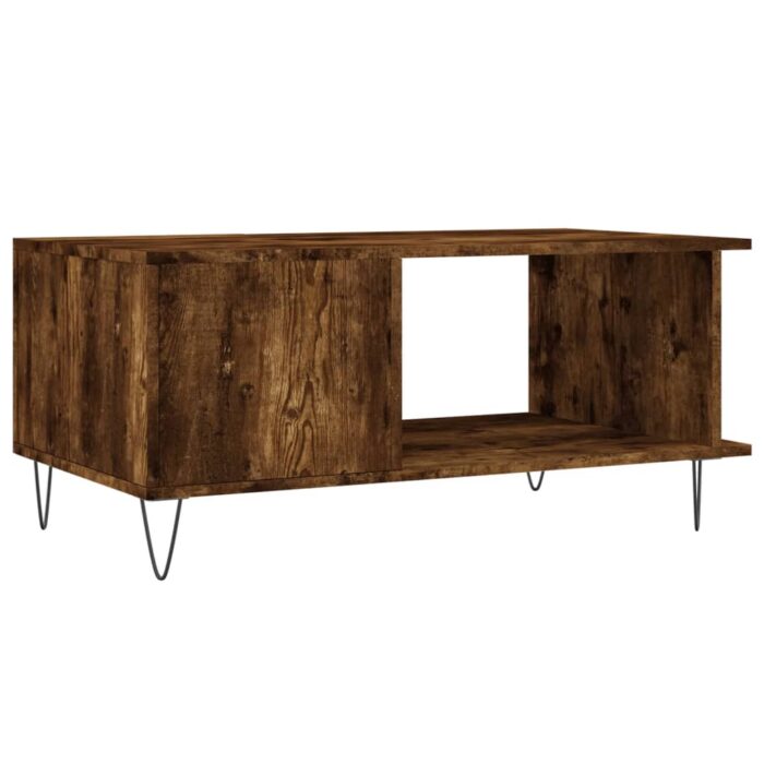 Table basse chêne fumé 90x50x40 cm bois d'ingénierie – Image 6