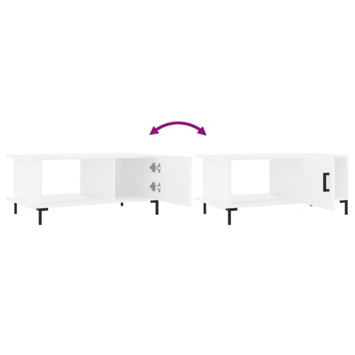 Table basse blanc 90x50x40 cm bois d'ingénierie – Image 7