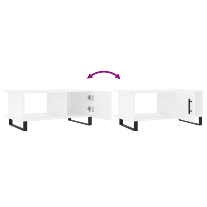 Table basse blanc 90x50x40 cm bois d'ingénierie – Image 7