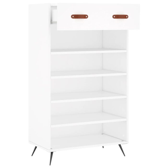 Armoire à chaussures blanc 60x35x105 cm bois d'ingénierie – Image 3