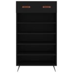 Armoire à chaussures noir 60x35x105 cm bois d'ingénierie – Image 4