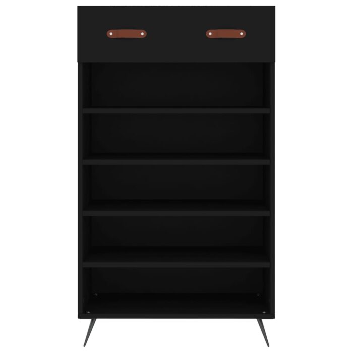 Armoire à chaussures noir 60x35x105 cm bois d'ingénierie – Image 4