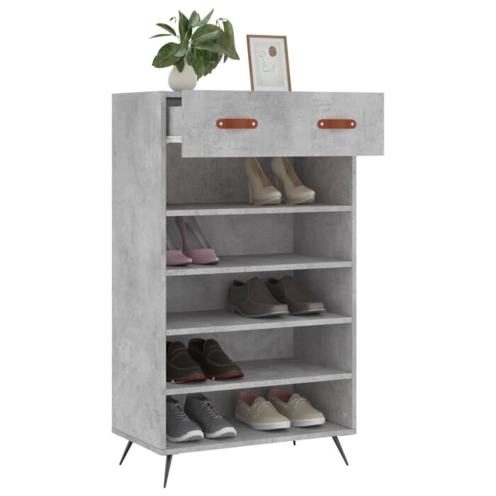 Armoire à chaussures gris béton 60x35x105 cm bois d'ingénierie – Image 2