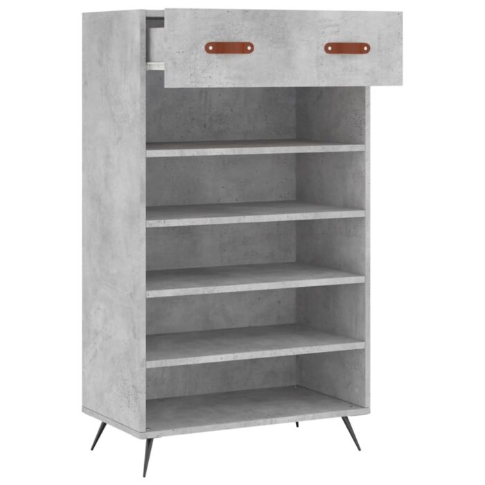 Armoire à chaussures gris béton 60x35x105 cm bois d'ingénierie – Image 3