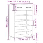 Armoire à chaussures blanc 60x35x105 cm bois d'ingénierie – Image 10