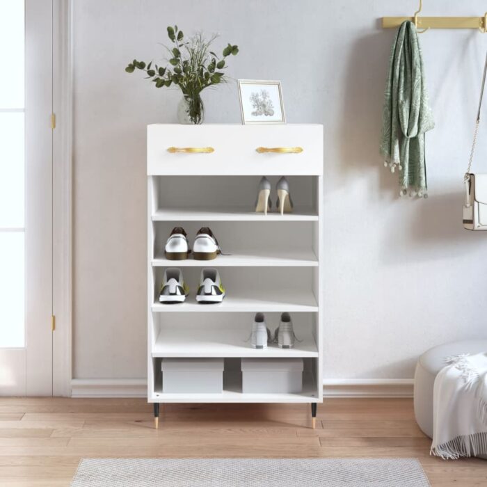 Armoire à chaussures blanc 60x35x105 cm bois d'ingénierie – Image 1