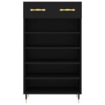 Armoire à chaussures noir 60x35x105 cm bois d'ingénierie – Image 4