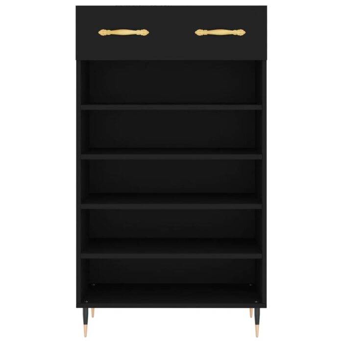Armoire à chaussures noir 60x35x105 cm bois d'ingénierie – Image 4