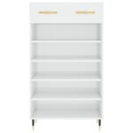 Armoire à chaussure Blanc brillant 60x35x105 cm Bois ingénierie – Image 4