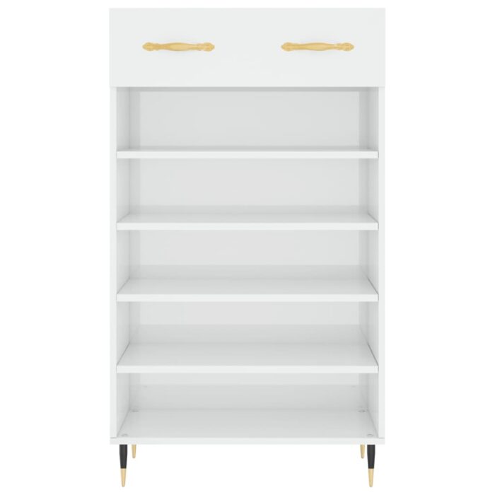 Armoire à chaussure Blanc brillant 60x35x105 cm Bois ingénierie – Image 4