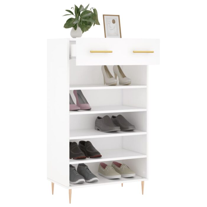 Armoire à chaussures blanc 60x35x105 cm bois d'ingénierie – Image 2