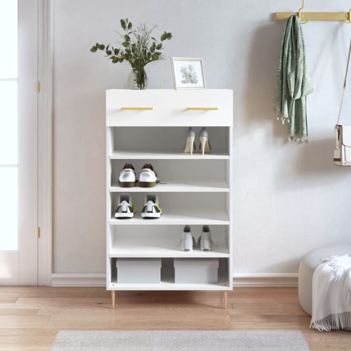 Armoire à chaussures blanc 60x35x105 cm bois d'ingénierie – Image 1