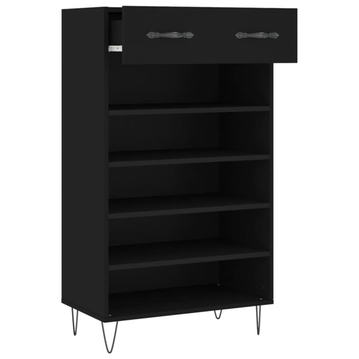 Armoire à chaussures noir 60x35x105 cm bois d'ingénierie – Image 3