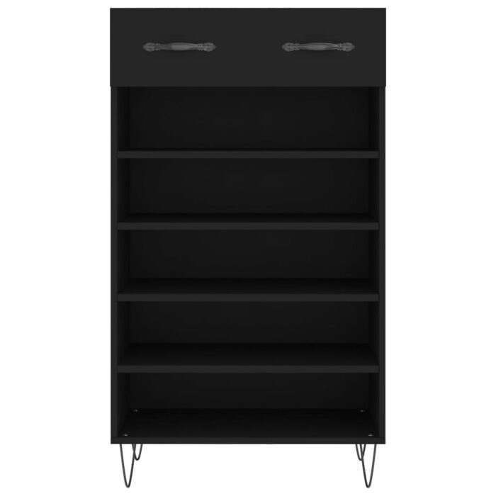 Armoire à chaussures noir 60x35x105 cm bois d'ingénierie – Image 4