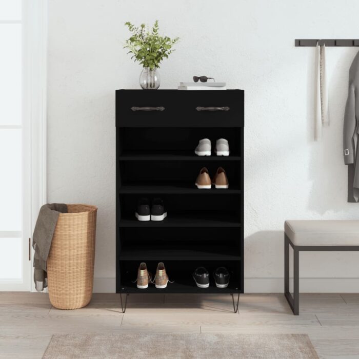 VXL8720845430023_m_en_hd_1.jpg Armoire à chaussures noir 60x35x105 cm bois d'ingénierie – Image 1