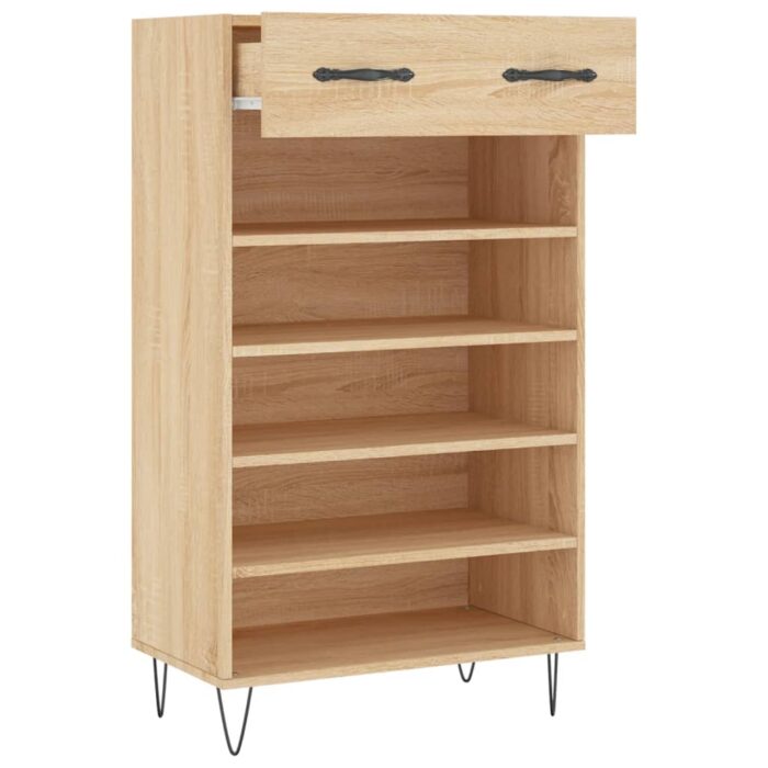 Armoire à chaussures chêne sonoma 60x35x105cm bois d'ingénierie – Image 3