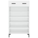 Armoire à chaussure Blanc brillant 60x35x105 cm Bois ingénierie – Image 4