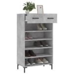 Armoire à chaussures gris béton 60x35x105 cm bois d'ingénierie – Image 2