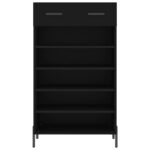 Armoire à chaussures noir 60x35x105 cm bois d'ingénierie – Image 4