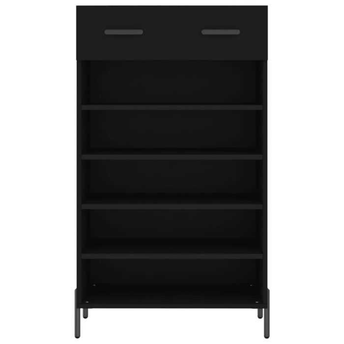 Armoire à chaussures noir 60x35x105 cm bois d'ingénierie – Image 4
