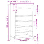 Armoire à chaussure Blanc brillant 60x35x105 cm Bois ingénierie – Image 10
