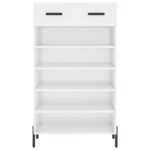 Armoire à chaussure Blanc brillant 60x35x105 cm Bois ingénierie – Image 4