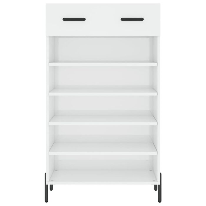 Armoire à chaussure Blanc brillant 60x35x105 cm Bois ingénierie – Image 4