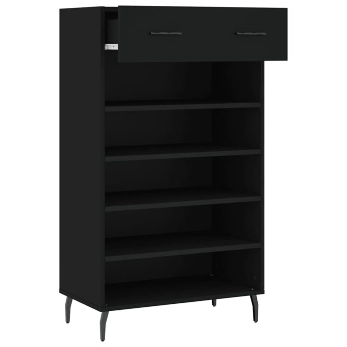 Armoire à chaussures noir 60x35x105 cm bois d'ingénierie – Image 3