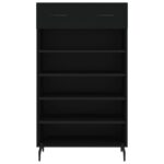 Armoire à chaussures noir 60x35x105 cm bois d'ingénierie – Image 4