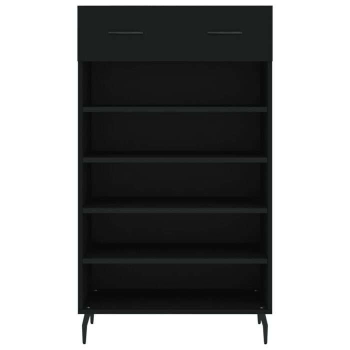 Armoire à chaussures noir 60x35x105 cm bois d'ingénierie – Image 4