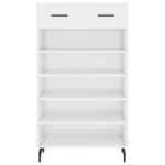 Armoire à chaussure Blanc brillant 60x35x105 cm Bois ingénierie – Image 4