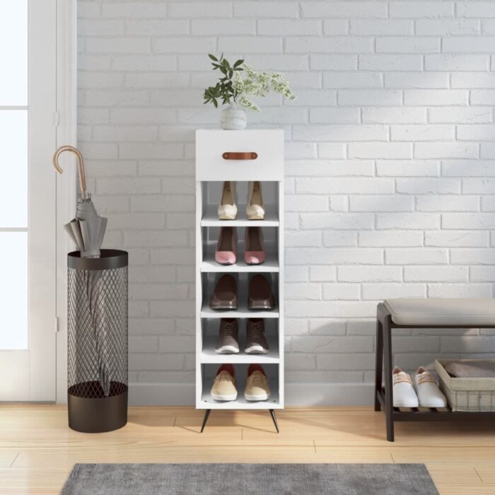 Armoire à chaussures blanc 30x35x105 cm bois d'ingénierie – Image 1
