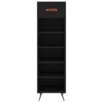 Armoire à chaussures noir 30x35x105 cm bois d'ingénierie – Image 2