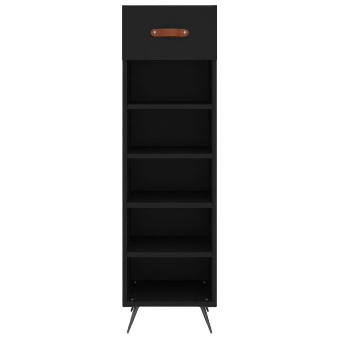 Armoire à chaussures noir 30x35x105 cm bois d'ingénierie – Image 2