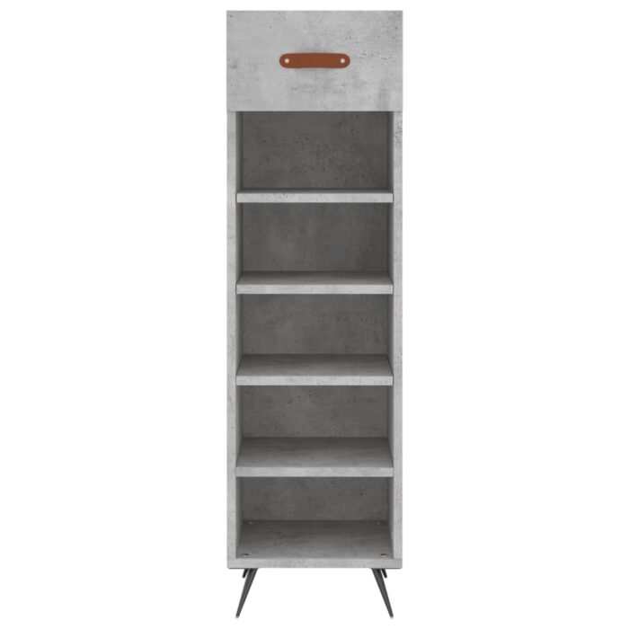 Armoire à chaussures gris béton 30x35x105 cm bois d'ingénierie – Image 2